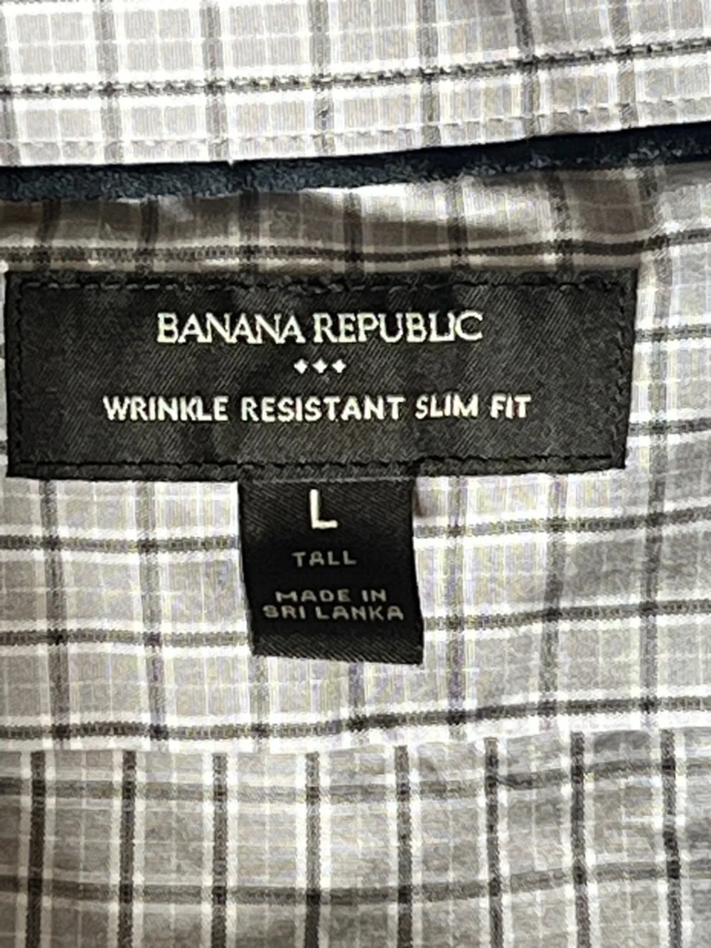 Banana Republic Men's Light Gray & Black Windowpane Dress Shirt